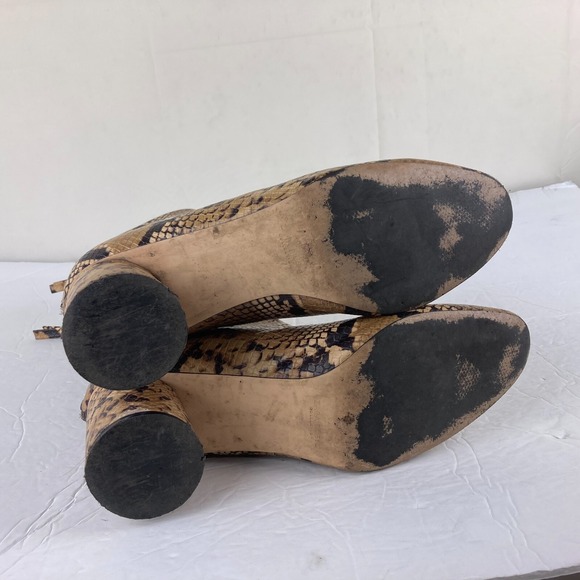 Zara Snake Skin Print Womens Sz US Sz 8 Heeled Mid Calf Boot Zip Back Eu 39 - Picture 10 of 11